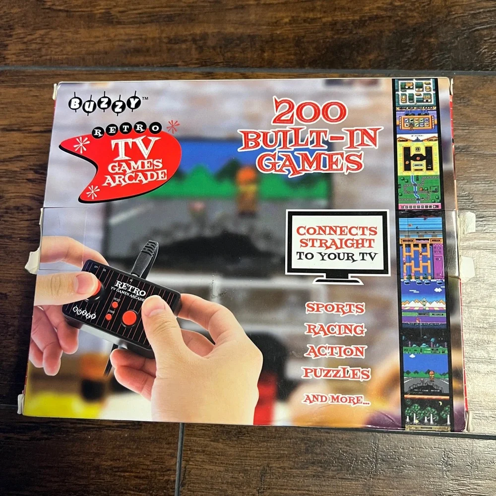 Buzzy Retro Handheld TV Game Arcade 200 Built In Sports,Racing,Action,Puzzle